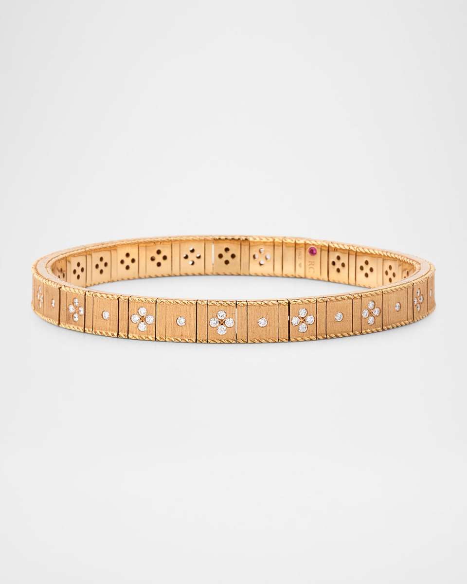 18K Rose Gold Princess Diamond Bangle Bracelet